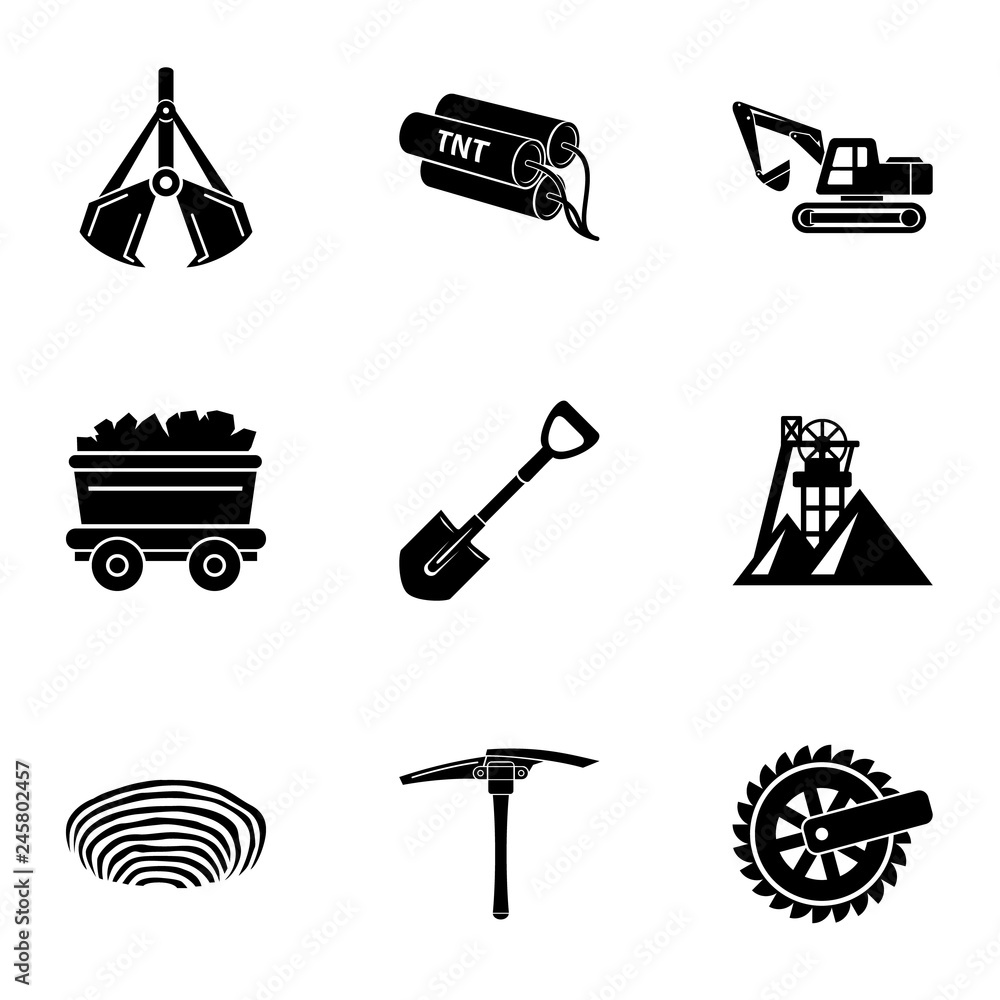 Aufkleber processing of stone icons set. simple set of 9 processing of stone vector icons for web isolated on 