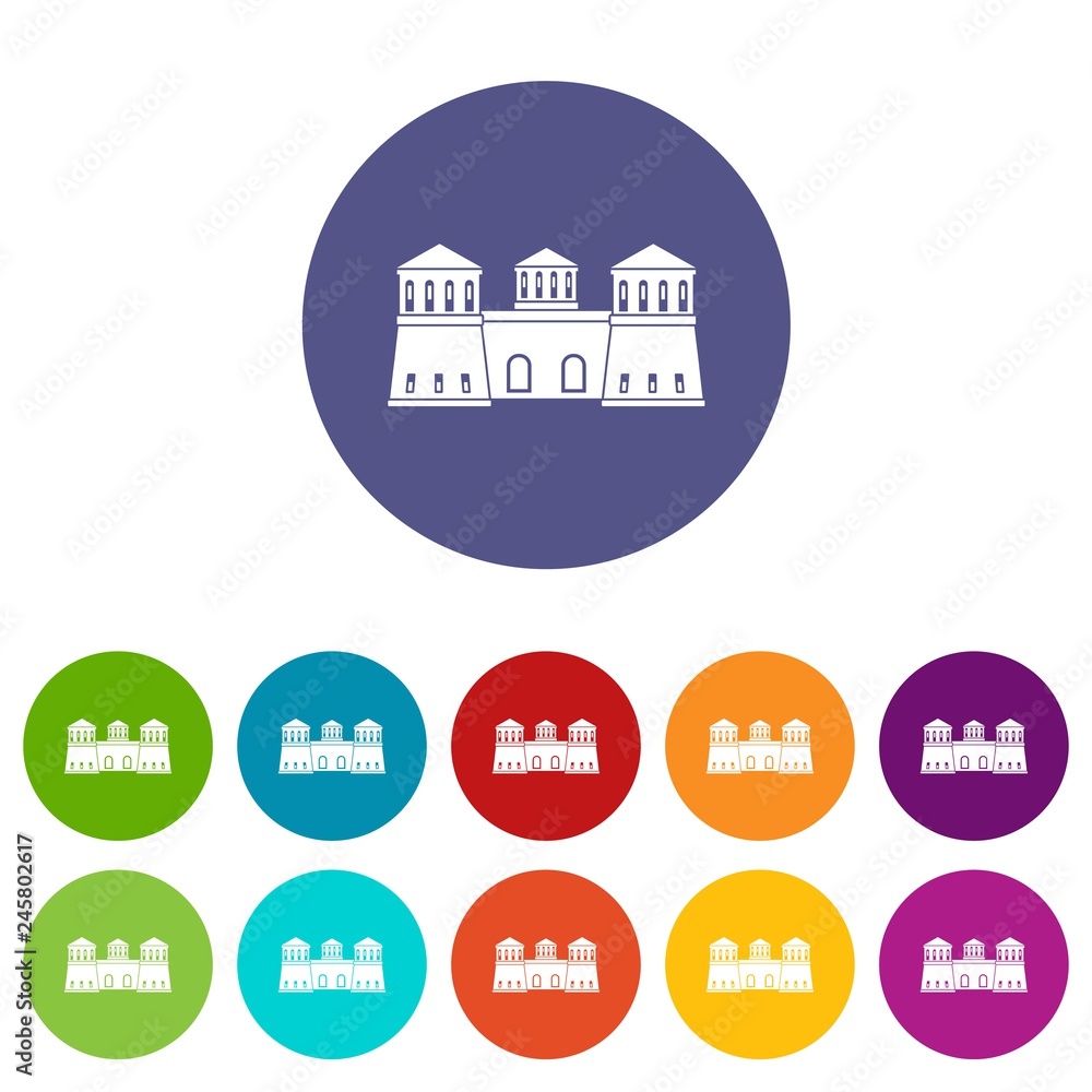 Poster castle icons color set vector for any web design on white background