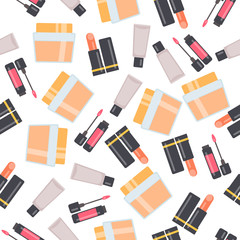 Seamless pattern with makeup items