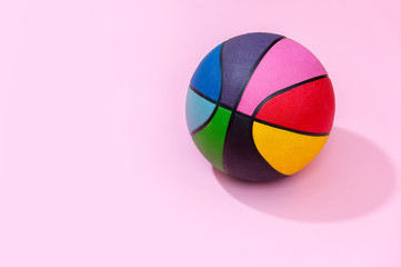 Basketball  on pink background as a sports and fitness symbol of a team leisure activity playing...