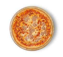 Isolated Tuna Pizza on a white background.