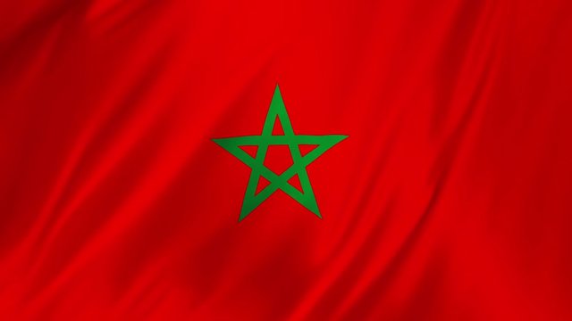 Morocco flag waving at wind 2 in 1