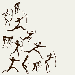 Rock paintings. Vector drawing
