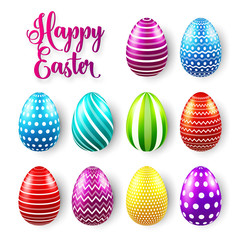 Easter eggs colored set. Spring holidays in April. Gift. Seasonal celebration.Egg hunt Sunday.