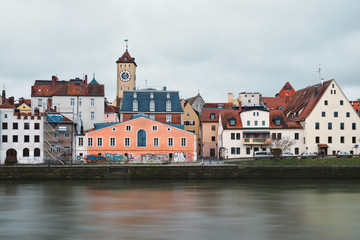 Obraz premium Medieval architecture of Old Town of Regensburg city
