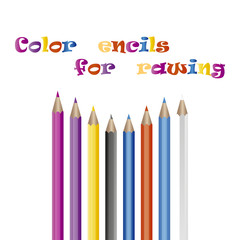 Color pencils for drawing. Crayons - colored pencil set loosely arranged