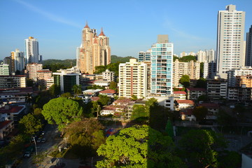 Fototapeta premium Panama City Skyline at Sunset - Horizon Ville de Panama