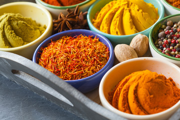 Variety of multicolored spices