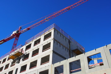 Baustelle Wohnungsbau, Baukran