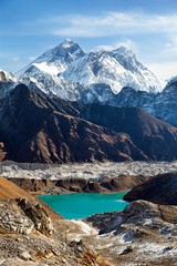 mount Everest, Lhotse, Ngozumba glacier and Gokyo