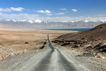 Pamir highway and Karakul lake in Tajikistan