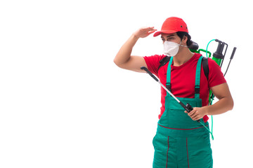 Pest control contractor isolated on white background