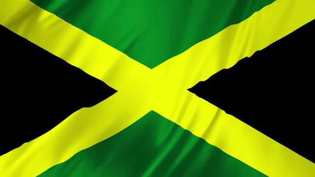 Flag of the Jamaica waving in the wind animation 2 in 1