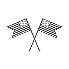 United States flag icon in black outline flat design. Independence day or National day holiday concept.