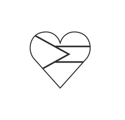 Bahamas flag icon in a heart shape in black outline flat design. Independence day or National day holiday concept.