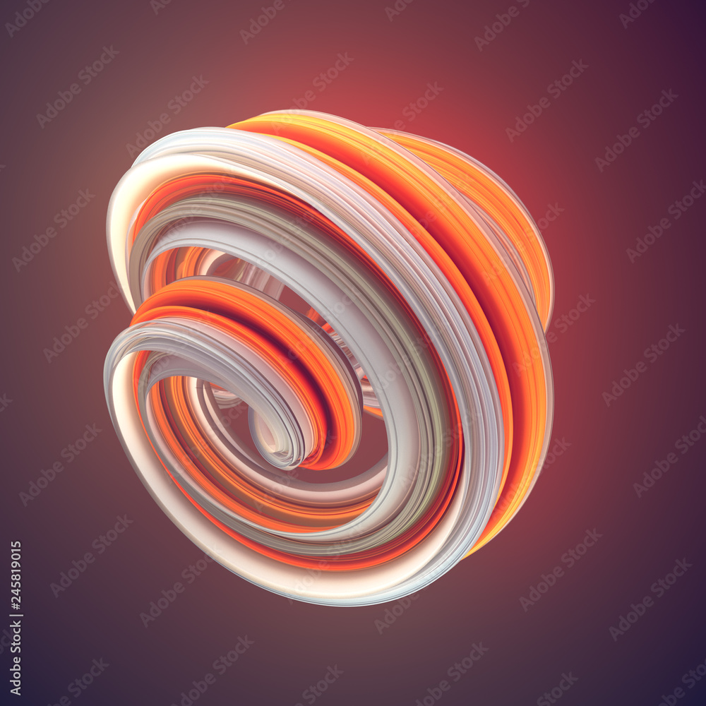 Poster Orange twisted shape. Computer generated abstract geometric 3D render illustration