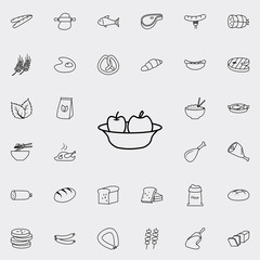 an apple in a plate icon. Food icons universal set for web and mobile