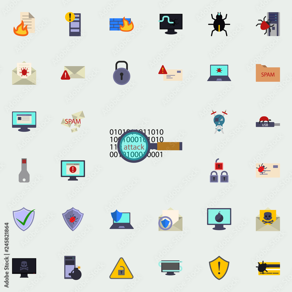 Poster magnifier and numbers icon. virus antivirus icons universal set for web and mobile