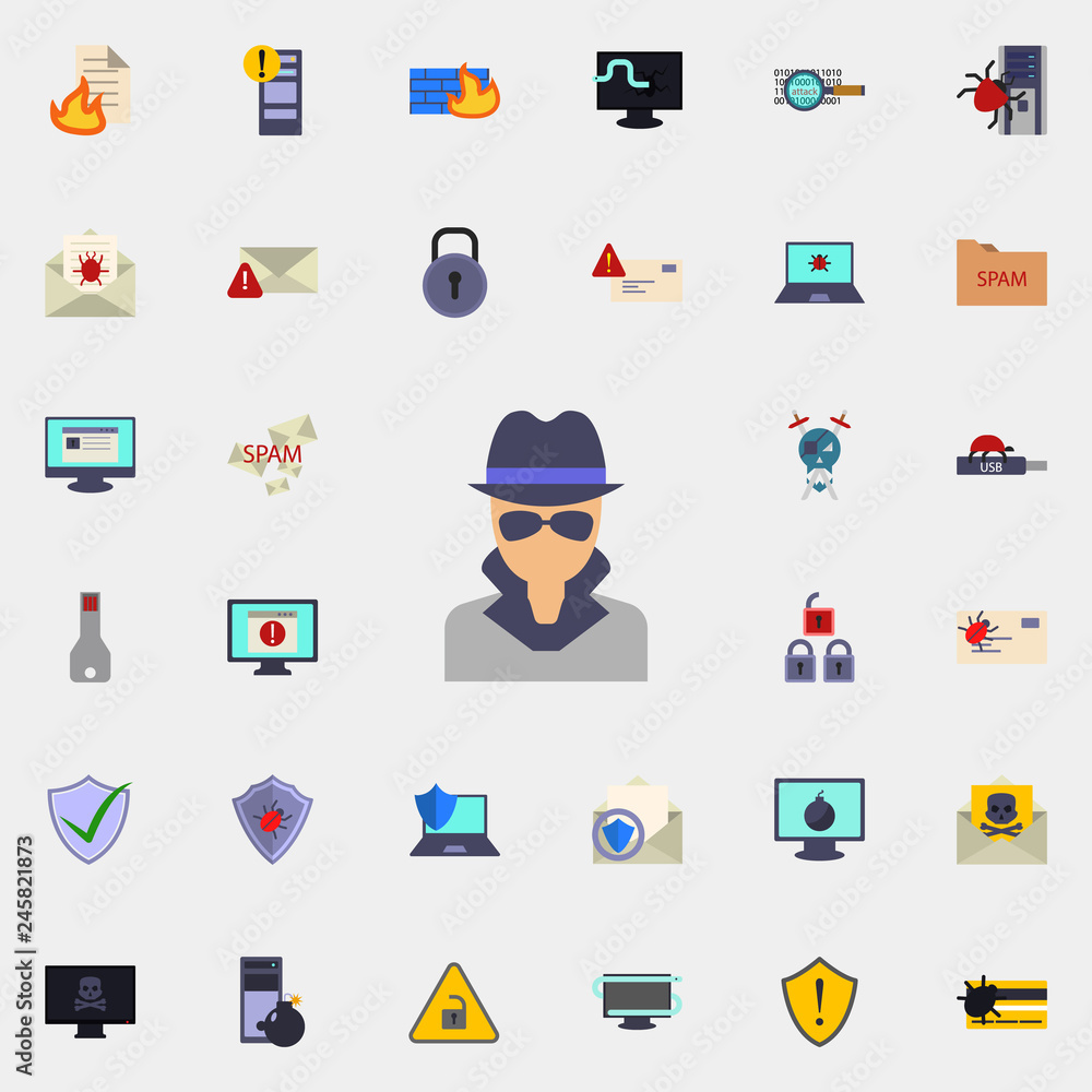 Poster hacker icon. virus antivirus icons universal set for web and mobile