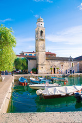 Small, romantic port in Lazise at Lake Garda in Italy