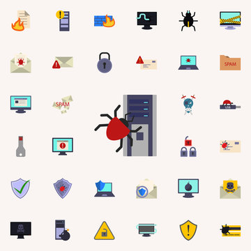 beetle and computer icon. Virus Antivirus icons universal set for web and mobile