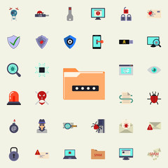 code on the folder icon. Virus Antivirus icons universal set for web and mobile