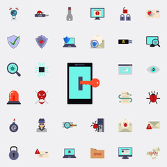 key for phone icon. Virus Antivirus icons universal set for web and mobile