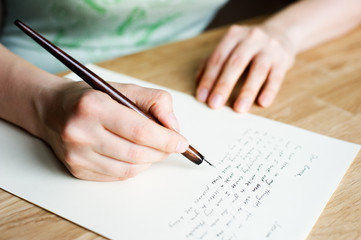 Writing letter to a friend.