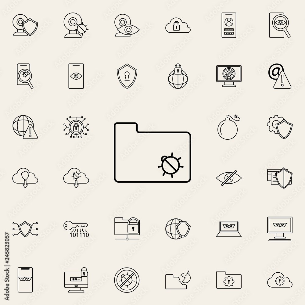 Poster beetle in a folder icon. virus antivirus icons universal set for web and mobile