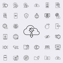 bug download from cloud icon. Virus Antivirus icons universal set for web and mobile