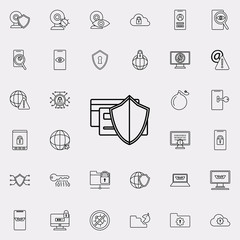 shield in credit cards icon. Virus Antivirus icons universal set for web and mobile