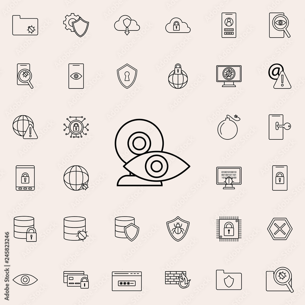 Aufkleber eye on web camera icon. virus antivirus icons universal set for web and mobile