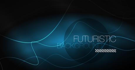 Neon lines wave background. Abstract composition