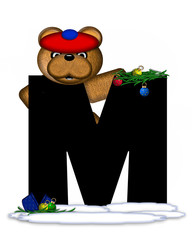 Alphabet Teddy Christmas Boughs M