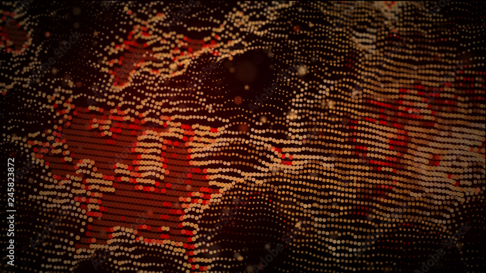 Poster big data visualization. visual information complexity. data threads plot. 3d rendering. data technol