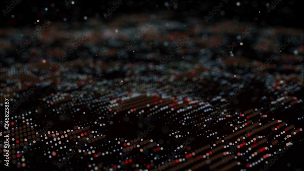 Poster big data visualization. visual information complexity. data threads plot. 3d rendering. data technol