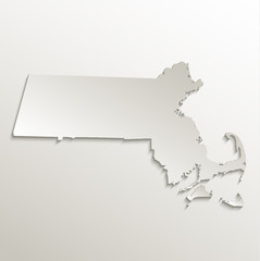 Massachusetts map card paper 3D natural vector blank