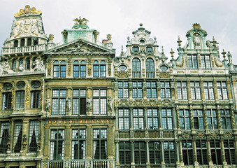 Fototapeta na wymiar Guildhalls on the Grand Place, Brussels, Belgium. 