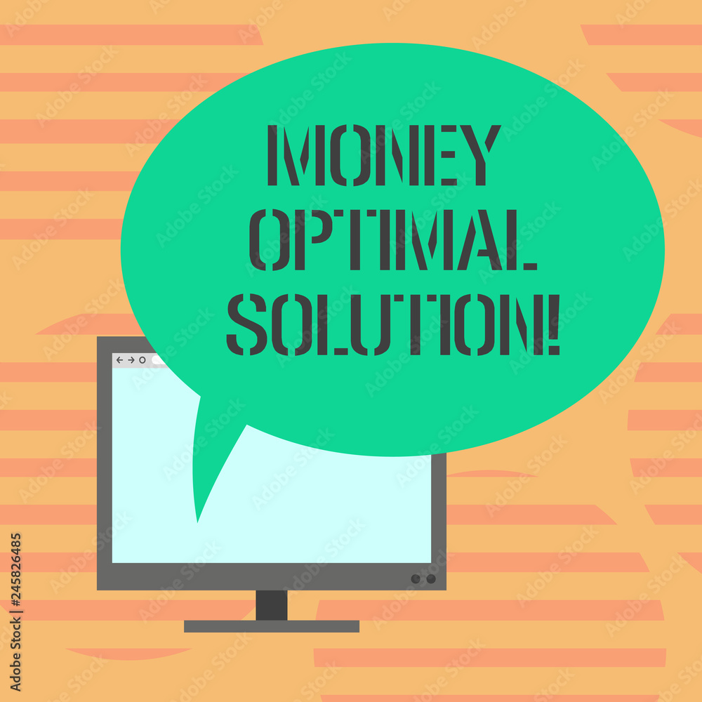 Poster word writing text money optimal solution. business concept for the best solution for a company to so