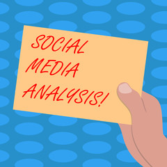 Word writing text Social Media Analysis. Business concept for collecting and evaluating the social media data Drawn Hu analysis Hand Holding Presenting Blank Color Paper Cardboard photo