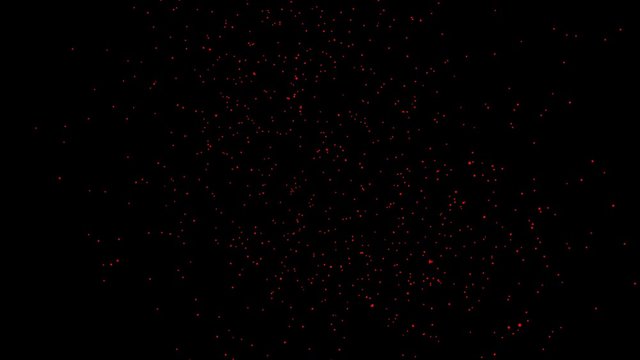 Abstract red dots is random moving animation with black background