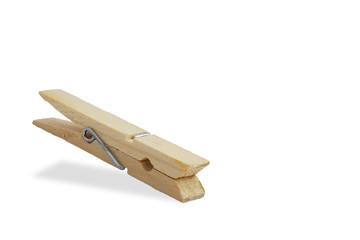 single clothespin isolated on white background
