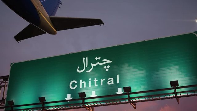 Airplane Take off Chitral during a wonderful sunrise