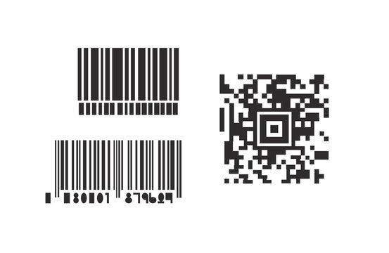 Set Collection Of QR Code, UPC (Universal Product Code), EAN (European Article Number) With Background. Vector Illustration.