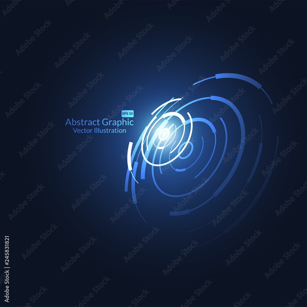 Poster abstract science and technology futuristic hud object. 3d isometric hologram of display consist of g