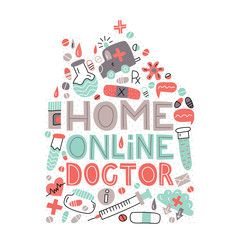 Home online doctor. Modern flat vector illustration