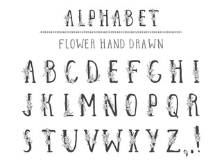 Vector hand drawn alphabet in style grunge. Capital letters.