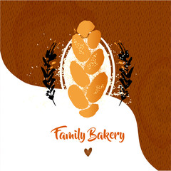 Family bakery logo. Template logotype for  small food service company. Concept image for bread house, cafe, shop