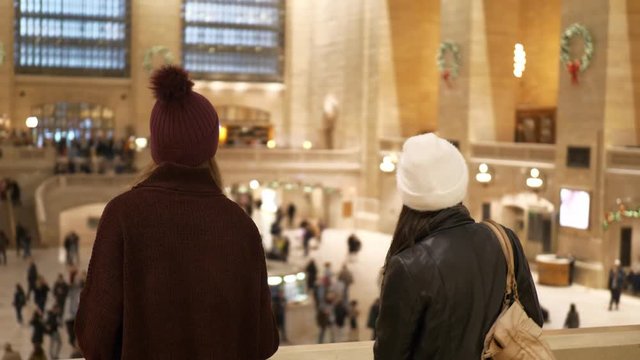 Young women visit Grand Central station New York