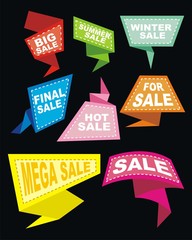 banner sales bubble text on black background